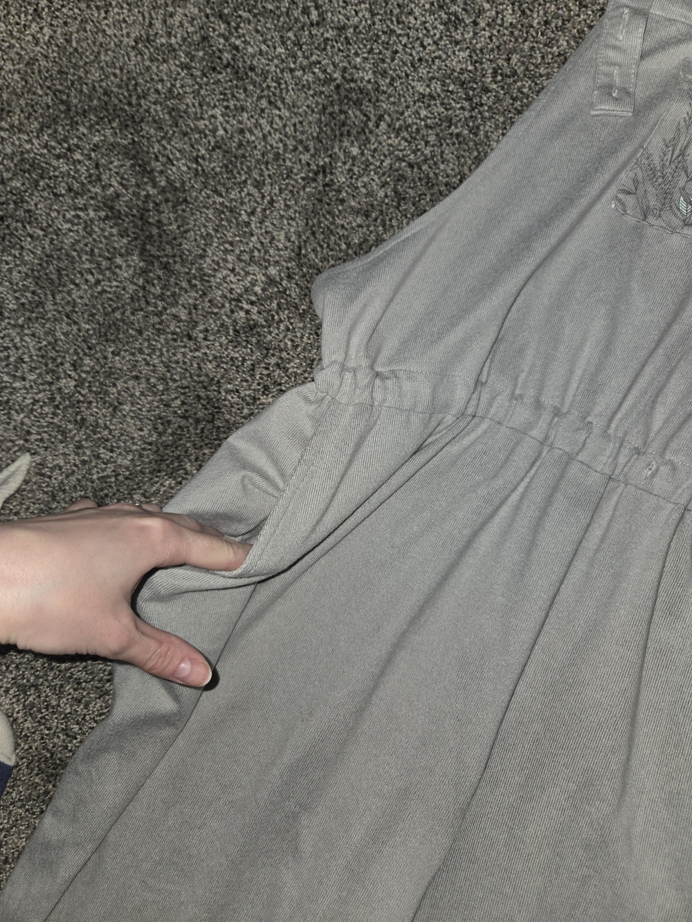 La Vie en Rose Light Gray Floral Knit Overalls - Picture 6 of 9